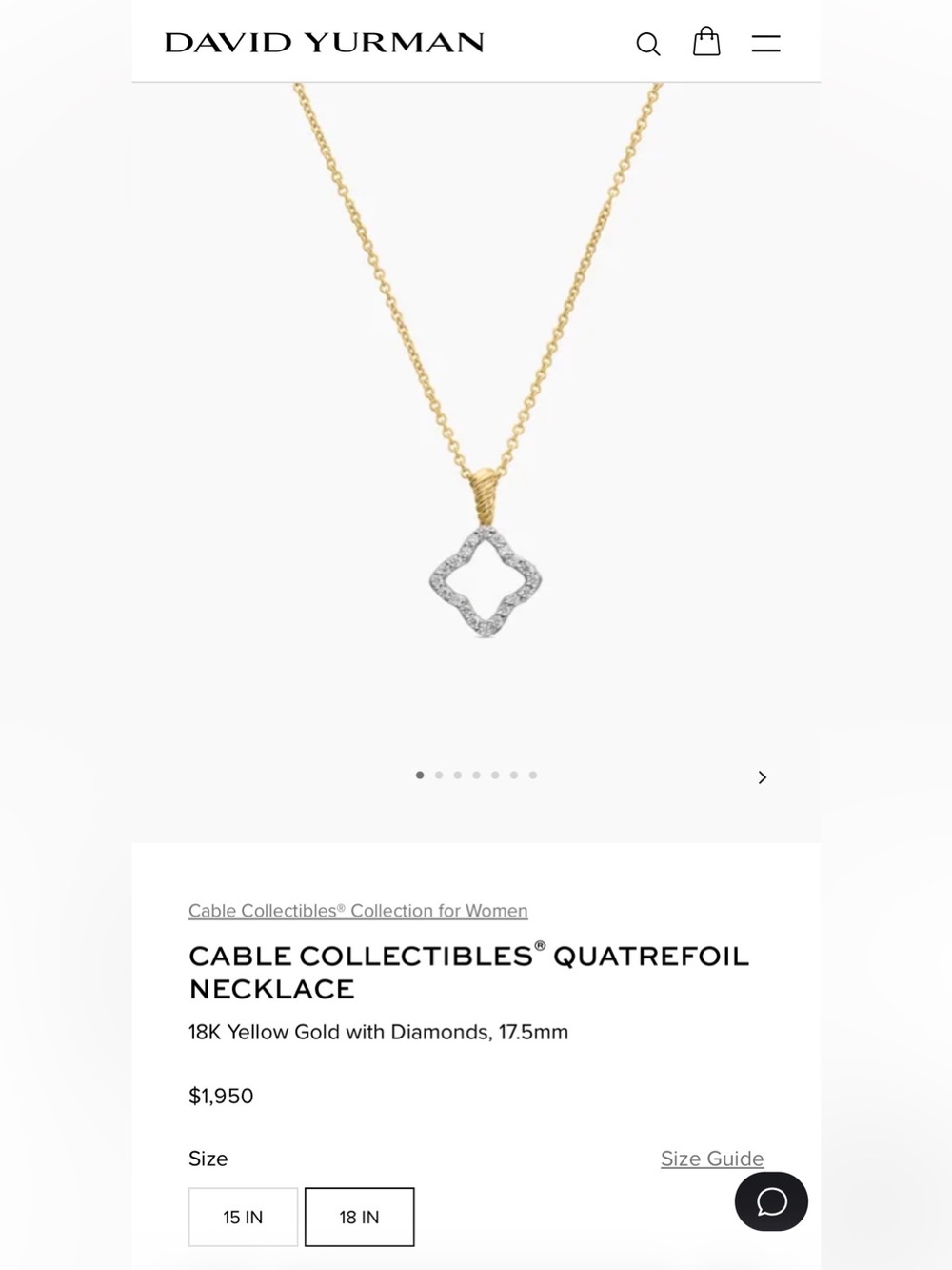 David Yurman 18kt CABLE COLLECTIBLES QUATREFOIL DIAMOND NECKLACE